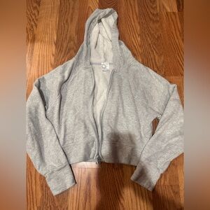 Aerie Light Gray Zip-Up Hoodie